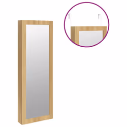 vidaXL Mirror Jewellery Cabinet Jewelry Armoire Mirror Organiser Wall Mounted - brown, 37.5 x 10 x 106 cm - Additional view 8