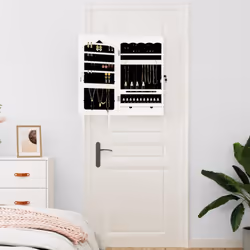 vidaXL Mirror Jewellery Cabinet Jewelry Armoire Mirror Organiser Wall Mounted - white, 37.5 x 10 x 76 cm