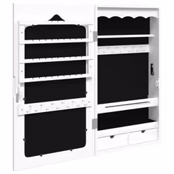 vidaXL Mirror Jewellery Cabinet Jewelry Armoire Mirror Organiser Wall Mounted - white, 37.5 x 10 x 76 cm - Additional view 4