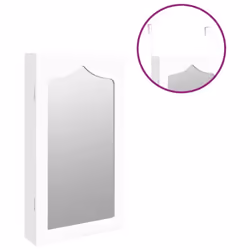 vidaXL Mirror Jewellery Cabinet Jewelry Armoire Mirror Organiser Wall Mounted - white, 37.5 x 10 x 76 cm - Additional view 8