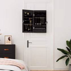 vidaXL Mirror Jewellery Cabinet Jewelry Armoire Mirror Organiser Wall Mounted - black, 37.5 x 10 x 76 cm - Additional view 2