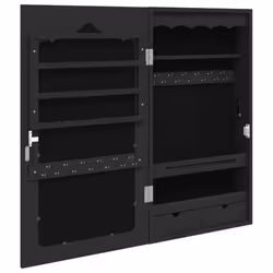 vidaXL Mirror Jewellery Cabinet Jewelry Armoire Mirror Organiser Wall Mounted - black, 37.5 x 10 x 76 cm - Additional view 4