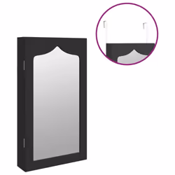 vidaXL Mirror Jewellery Cabinet Jewelry Armoire Mirror Organiser Wall Mounted - black, 37.5 x 10 x 76 cm - Additional view 8