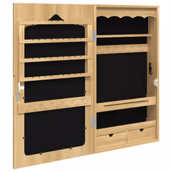 vidaXL Mirror Jewellery Cabinet Jewelry Armoire Mirror Organiser Wall Mounted - brown, 37.5 x 10 x 76 cm - Additional view 4
