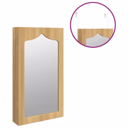 vidaXL Mirror Jewellery Cabinet Jewelry Armoire Mirror Organiser Wall Mounted - brown, 37.5 x 10 x 76 cm - Additional view 8