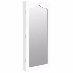 vidaXL Mirror Jewellery Cabinet Jewelry Armoire Mirror Organiser Wall Mounted - white