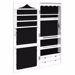 vidaXL Mirror Jewellery Cabinet Jewelry Armoire Mirror Organiser Wall Mounted - white - Additional view 4
