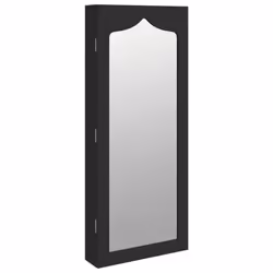 vidaXL Mirror Jewellery Cabinet Jewelry Armoire Mirror Organiser Wall Mounted - black