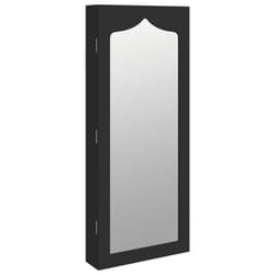 vidaXL Mirror Jewellery Cabinet Jewelry Armoire Mirror Organiser Wall Mounted - black