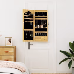 vidaXL Mirror Jewellery Cabinet Jewelry Armoire Mirror Organiser Wall Mounted - brown