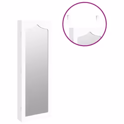 vidaXL Mirror Jewellery Cabinet Jewelry Armoire Mirror Wall Mounted White - Additional view 8