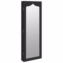 vidaXL Mirror Jewellery Cabinet Jewelry Armoire Mirror Wall Mounted Black