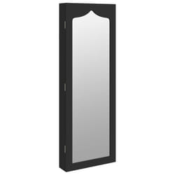 vidaXL Mirror Jewellery Cabinet Jewelry Armoire Mirror Wall Mounted Black