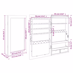 vidaXL Mirror Jewellery Cabinet Mirror Armoire with LED Lights Wall Mounted - white