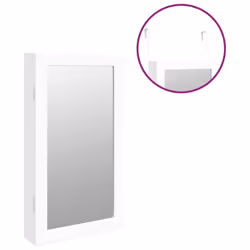 vidaXL Mirror Jewellery Cabinet Mirror Armoire with LED Lights Wall Mounted - white - Additional view 8