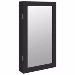 vidaXL Mirror Jewellery Cabinet Mirror Armoire with LED Lights Wall Mounted - black