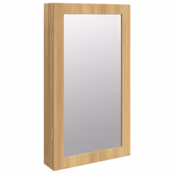 vidaXL Mirror Jewellery Cabinet Mirror Armoire with LED Lights Wall Mounted - brown