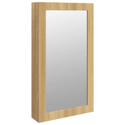 vidaXL Mirror Jewellery Cabinet Mirror Armoire with LED Lights Wall Mounted - brown