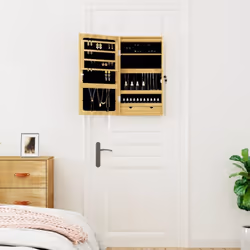 vidaXL Mirror Jewellery Cabinet Mirror Armoire with LED Lights Wall Mounted - brown