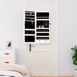 vidaXL Mirror Jewellery Cabinet Mirror Armoire with LED Lights Wall Mounted - white