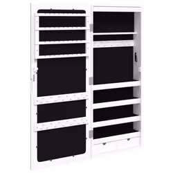 vidaXL Mirror Jewellery Cabinet Mirror Armoire with LED Lights Wall Mounted - white - Additional view 6