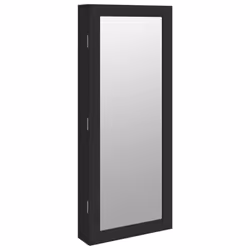 vidaXL Mirror Jewellery Cabinet Mirror Armoire with LED Lights Wall Mounted - black
