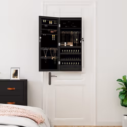 vidaXL Mirror Jewellery Cabinet Mirror Armoire with LED Lights Wall Mounted - black
