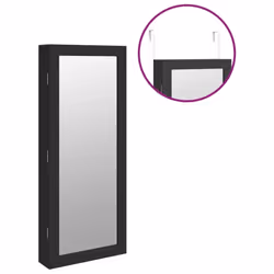 vidaXL Mirror Jewellery Cabinet Mirror Armoire with LED Lights Wall Mounted - black - Additional view 8