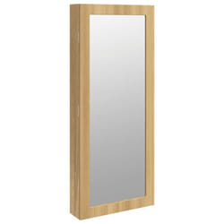 vidaXL Mirror Jewellery Cabinet Mirror Armoire with LED Lights Wall Mounted - brown