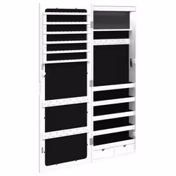 vidaXL Mirror Jewellery Cabinet Cupboard with LED Lights Wall Mounted White - white - Additional view 6