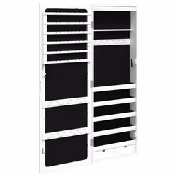 vidaXL Mirror Jewellery Cabinet Cupboard with LED Lights Wall Mounted White - white - Additional view 7