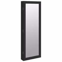vidaXL Mirror Jewellery Cabinet Cupboard with LED Lights Wall Mounted White - black