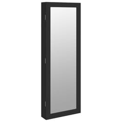 vidaXL Mirror Jewellery Cabinet Cupboard with LED Lights Wall Mounted White - black
