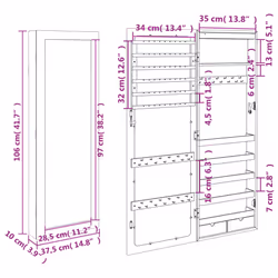 vidaXL Mirror Jewellery Cabinet Cupboard with LED Lights Wall Mounted White - brown - Additional view 3