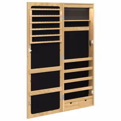 vidaXL Mirror Jewellery Cabinet Cupboard with LED Lights Wall Mounted White - brown - Additional view 6