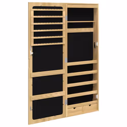 vidaXL Mirror Jewellery Cabinet Cupboard with LED Lights Wall Mounted White - brown - Additional view 7