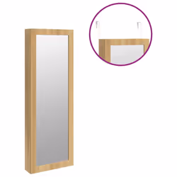 vidaXL Mirror Jewellery Cabinet Cupboard with LED Lights Wall Mounted White - brown - Additional view 8