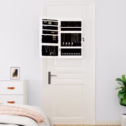 vidaXL Mirror Jewellery Cabinet Cupboard with LED Lights Wall Mounted Black - white - Additional view 2