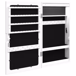 vidaXL Mirror Jewellery Cabinet Cupboard with LED Lights Wall Mounted Black - white - Additional view 6