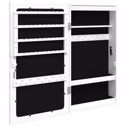 vidaXL Mirror Jewellery Cabinet Cupboard with LED Lights Wall Mounted Black - white - Additional view 7