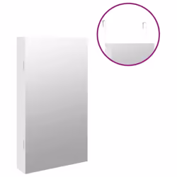 vidaXL Mirror Jewellery Cabinet Cupboard with LED Lights Wall Mounted Black - white - Additional view 8