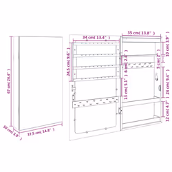 vidaXL Mirror Jewellery Cabinet Cupboard with LED Lights Wall Mounted Black - brown