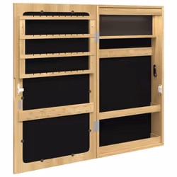 vidaXL Mirror Jewellery Cabinet Cupboard with LED Lights Wall Mounted Black - brown - Additional view 6