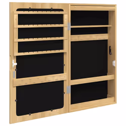 vidaXL Mirror Jewellery Cabinet Cupboard with LED Lights Wall Mounted Black - brown - Additional view 7