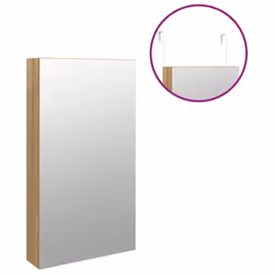 vidaXL Mirror Jewellery Cabinet Cupboard with LED Lights Wall Mounted Black - brown - Additional view 8