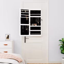 vidaXL Mirror Jewellery Cabinet Cupboard with LED Lights Wall Mounted White - white - Additional view 2