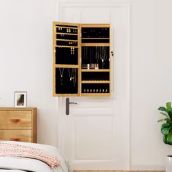 vidaXL Mirror Jewellery Cabinet Cupboard with LED Lights Wall Mounted White - brown