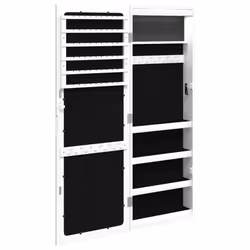 vidaXL Mirror Jewellery Cabinet Cupboard with LED Lights Wall Mounted White - white - Additional view 6