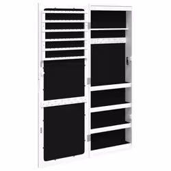vidaXL Mirror Jewellery Cabinet Cupboard with LED Lights Wall Mounted White - white - Additional view 7