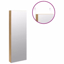 vidaXL Mirror Jewellery Cabinet Cupboard with LED Lights Wall Mounted White - brown - Additional view 8